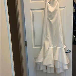 Club L London White Arla Halter Neck Ruffle Trim Midi Dress